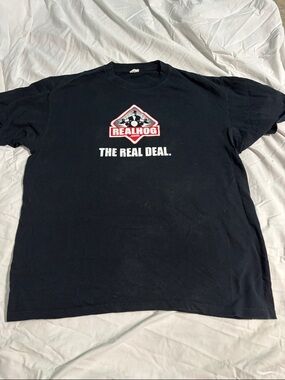 Anvil Black Short-Sleeve RealHog Logo Tee with Red and White Accents